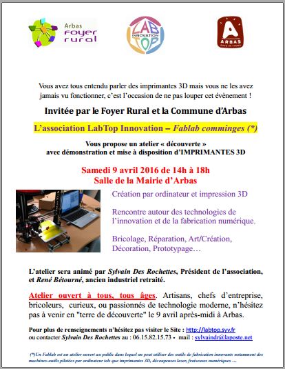 Affiche pour la découverte des imprimantes 3D