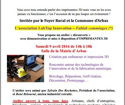 Affiche pour la découverte des imprimantes 3D