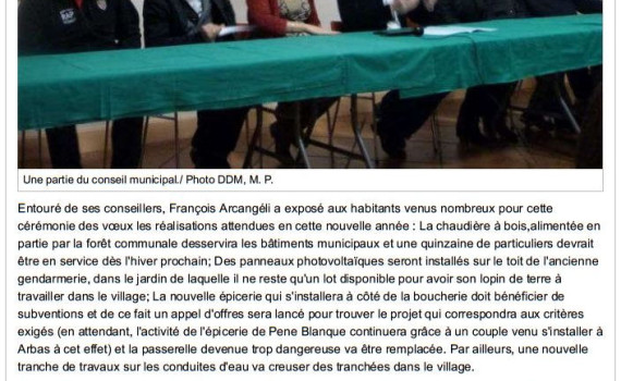 Article Dépêche Voeux du Maire 2016